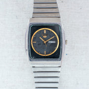 Vintage Seiko 5 2906-075A Automatic 17J Black Dial Day Date Wristwatch