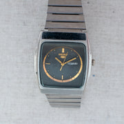 Vintage Seiko 5 2906-075A Automatic 17J Black Dial Day Date Wristwatch