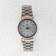 Vintage Seiko 5 7S26-3040 Automatic 21J Silver Dial Day Date Wristwatch