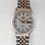 Vintage Seiko 5 7009-821J Automatic 17J Silver Dial Day Date Wristwatch
