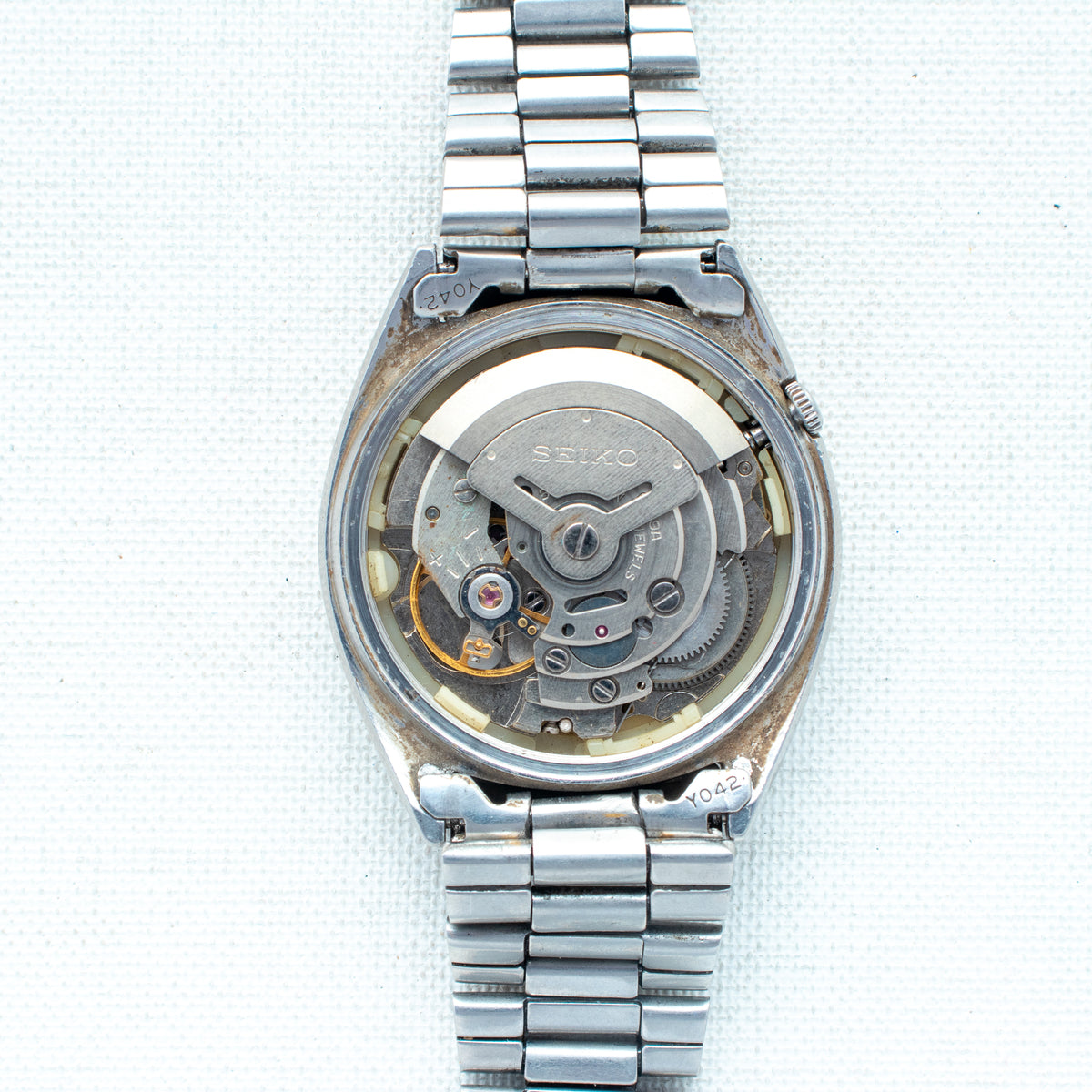 Vintage Seiko 5 6309-8840 Automatic 17J White Dial Day Date Wristwatch