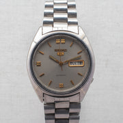 Vintage Seiko 5 6309-8840 Automatic 17J Grey Dial Day Date Wristwatch