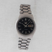 Vintage Seiko 5 6309-7160 Automatic 17J Black Dial Day Date Wristwatch