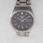 Vintage Seiko 5 6309-7160 Automatic 17J Black Dial Day Date Wristwatch