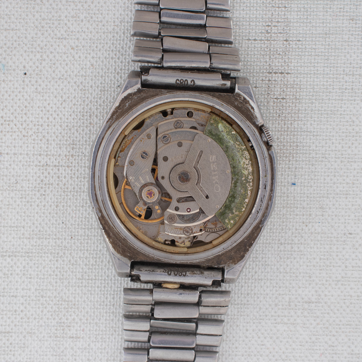 Vintage Seiko 5 6309-7160 Automatic 17J Black Dial Day Date Wristwatch