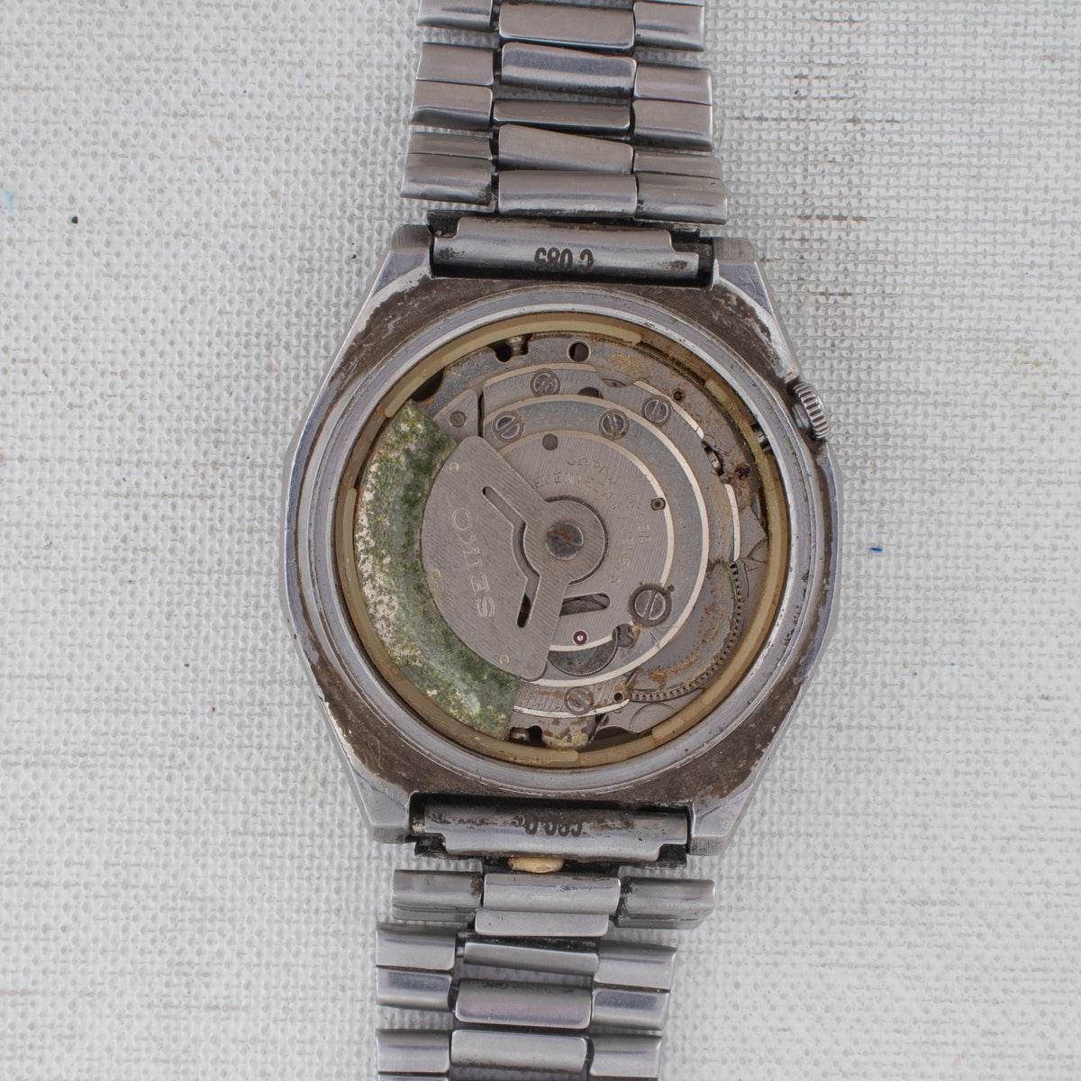 Vintage Seiko 5 6309-7160 Automatic 17J Black Dial Day Date Wristwatch