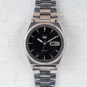 Vintage Seiko 5 7009-8760 Automatic 17J Black Dial Day Date Wristwatch