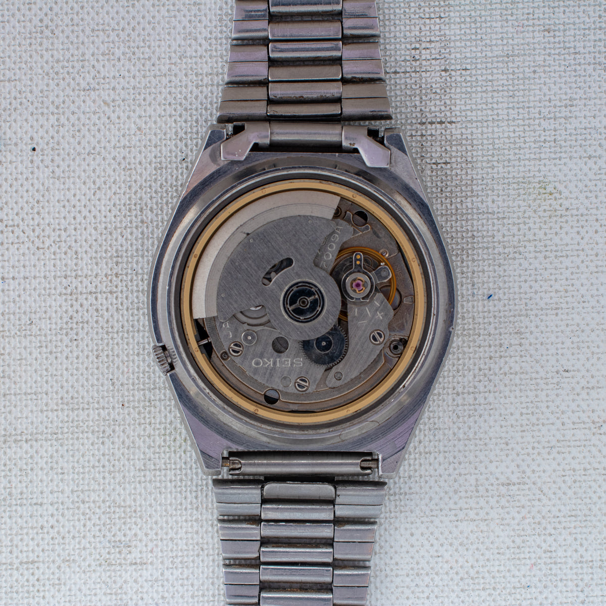 Vintage Seiko 5 7009-8760 Automatic 17J Black Dial Day Date Wristwatch