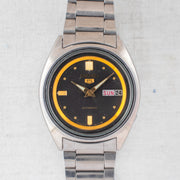 Vintage Seiko 5 6309-583A Automatic 17J Black Dial Day Date Wristwatch