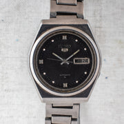 Vintage Seiko 5 7009-8530 Automatic 17J Black Dial Day Date Wristwatch