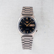 Vintage Seiko 5 6309-8670 Automatic 17J Black Dial Day Date Wristwatch