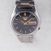 Vintage Seiko 5 6309-8670 Automatic 17J Black Dial Day Date Wristwatch
