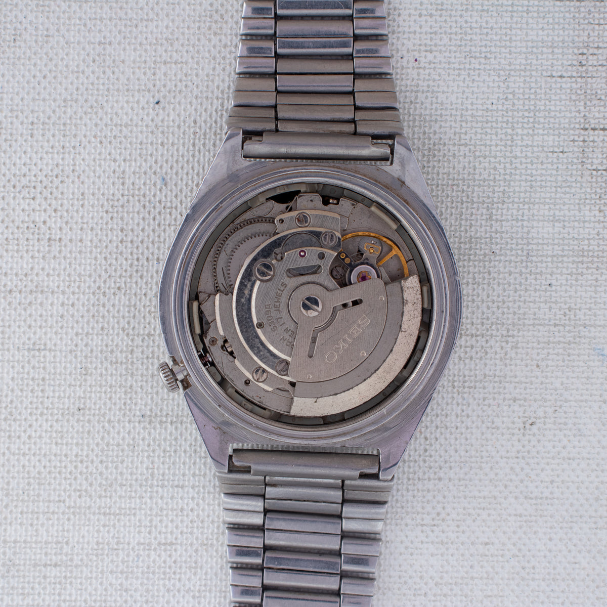 Vintage Seiko 5 6309-8670 Automatic 17J Black Dial Day Date Wristwatch