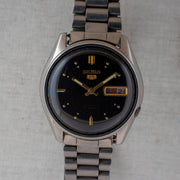 Vintage Seiko 5 7009-4040 Automatic 17J Black Dial Day Date Wristwatch
