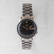 Vintage Seiko 5 7009-4040 Automatic 17J Black Dial Day Date Wristwatch
