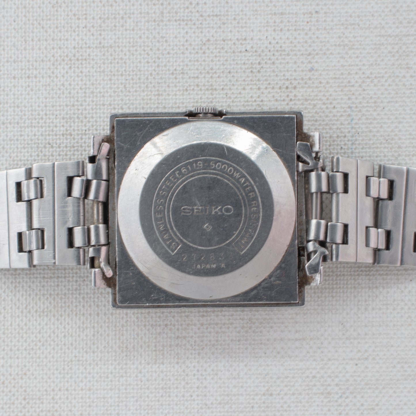 Rare Vintage Seiko 5 Auto 6119-5000 Arabic/English Day Silver Dial TV Case Watch