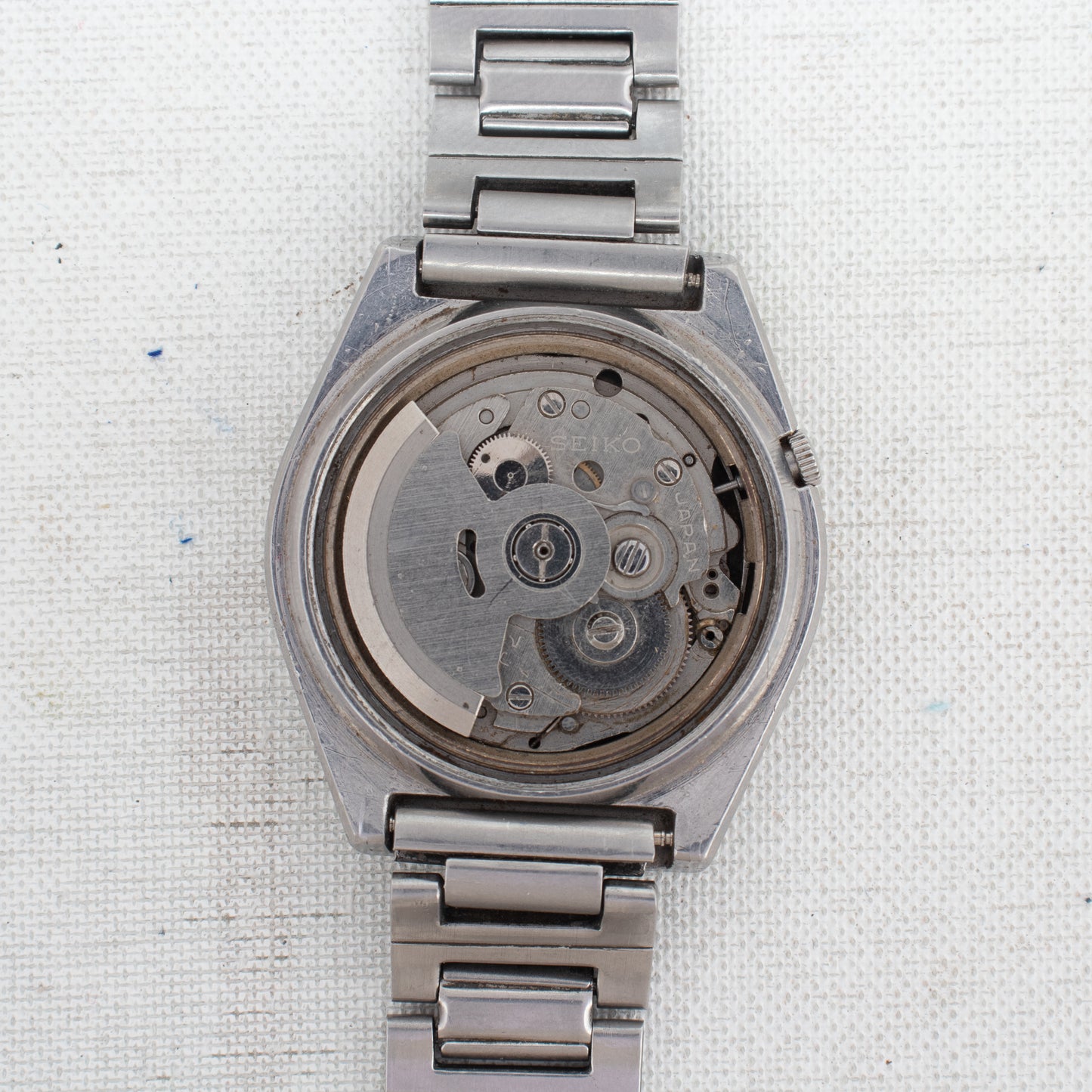 Rare Vintage Seiko 5 Auto 7009-8530 Watch | Black Dial Crystal Accents Day/Date