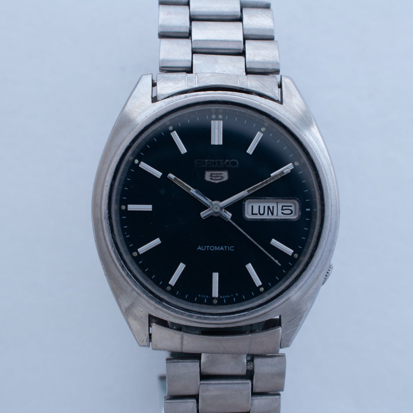 Rare Vintage Seiko 5 Automatic Watch 6309-8840 Italian/English Day Black Dial