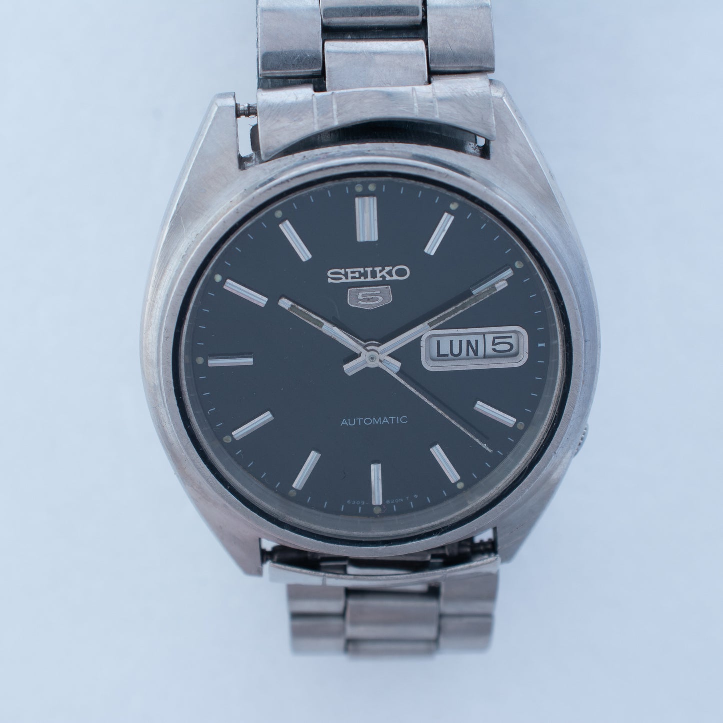 Rare Vintage Seiko 5 Automatic Watch 6309-8840 Italian/English Day Black Dial