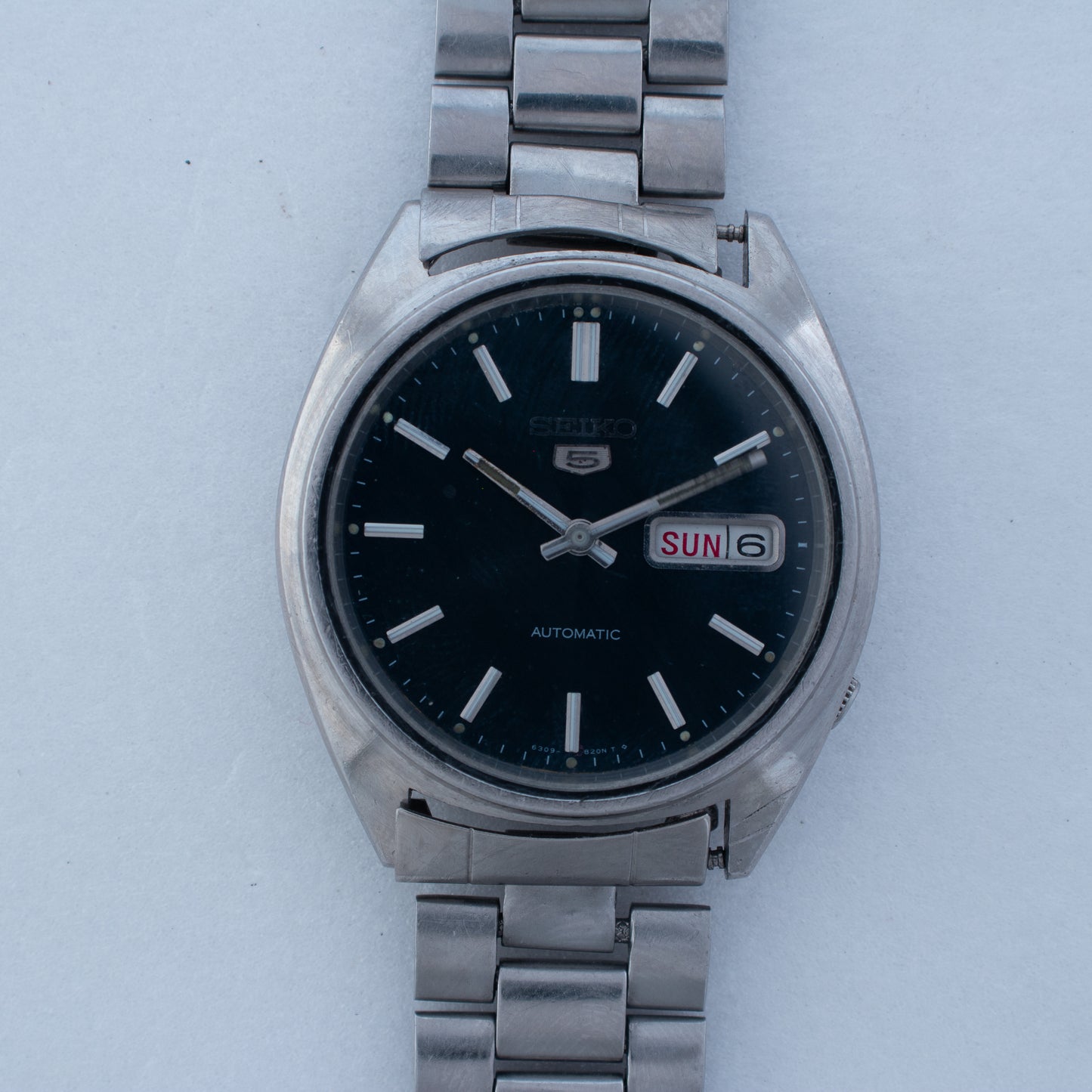 Rare Vintage Seiko 5 Automatic Watch 6309-8840 Italian/English Day Black Dial
