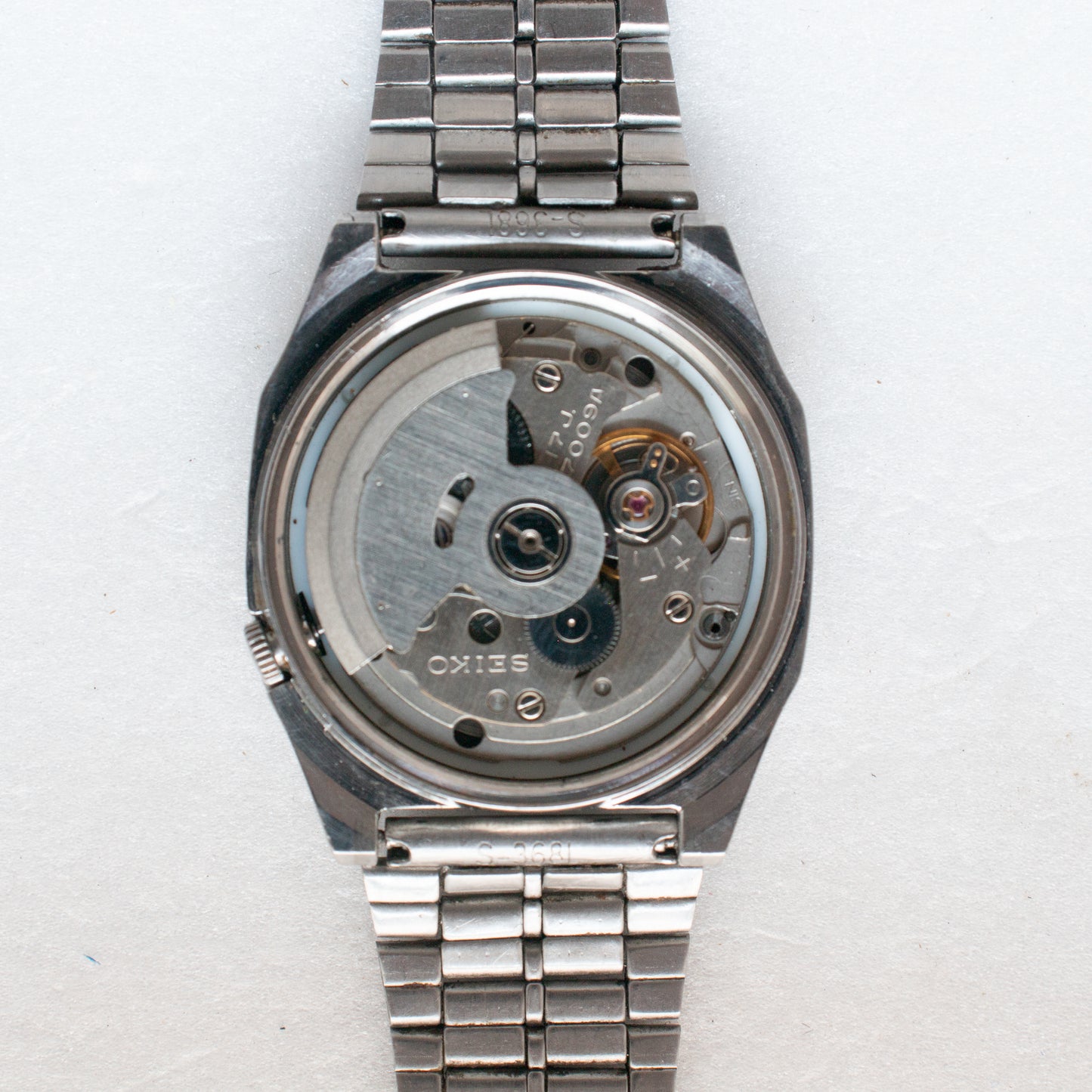 Rare Vintage Seiko 5 Automatic 7009-5860 Grid Pattern Black Dial TV Watch 1987