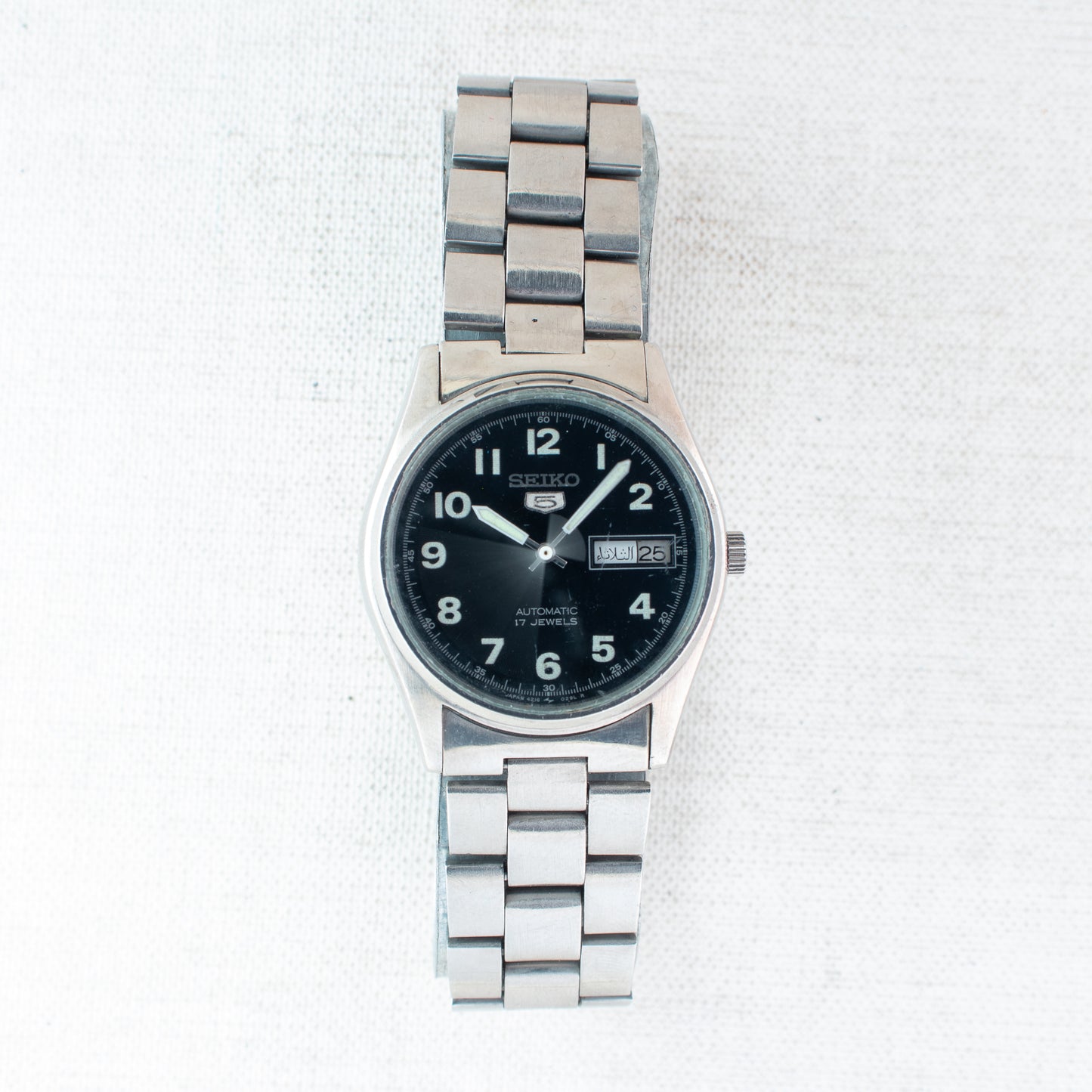 Seiko 5 Auto Unsex Watch Black Military/Field Dial 4216-0020 English/Arabic Day