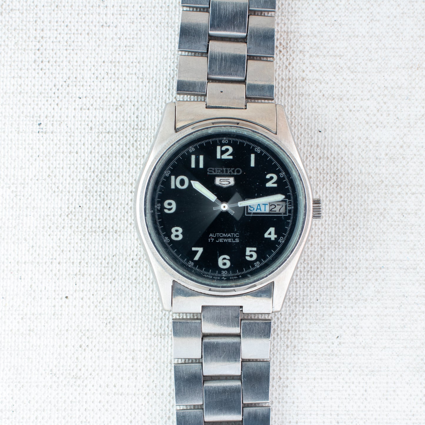 Seiko 5 Auto Unsex Watch Black Military/Field Dial 4216-0020 English/Arabic Day