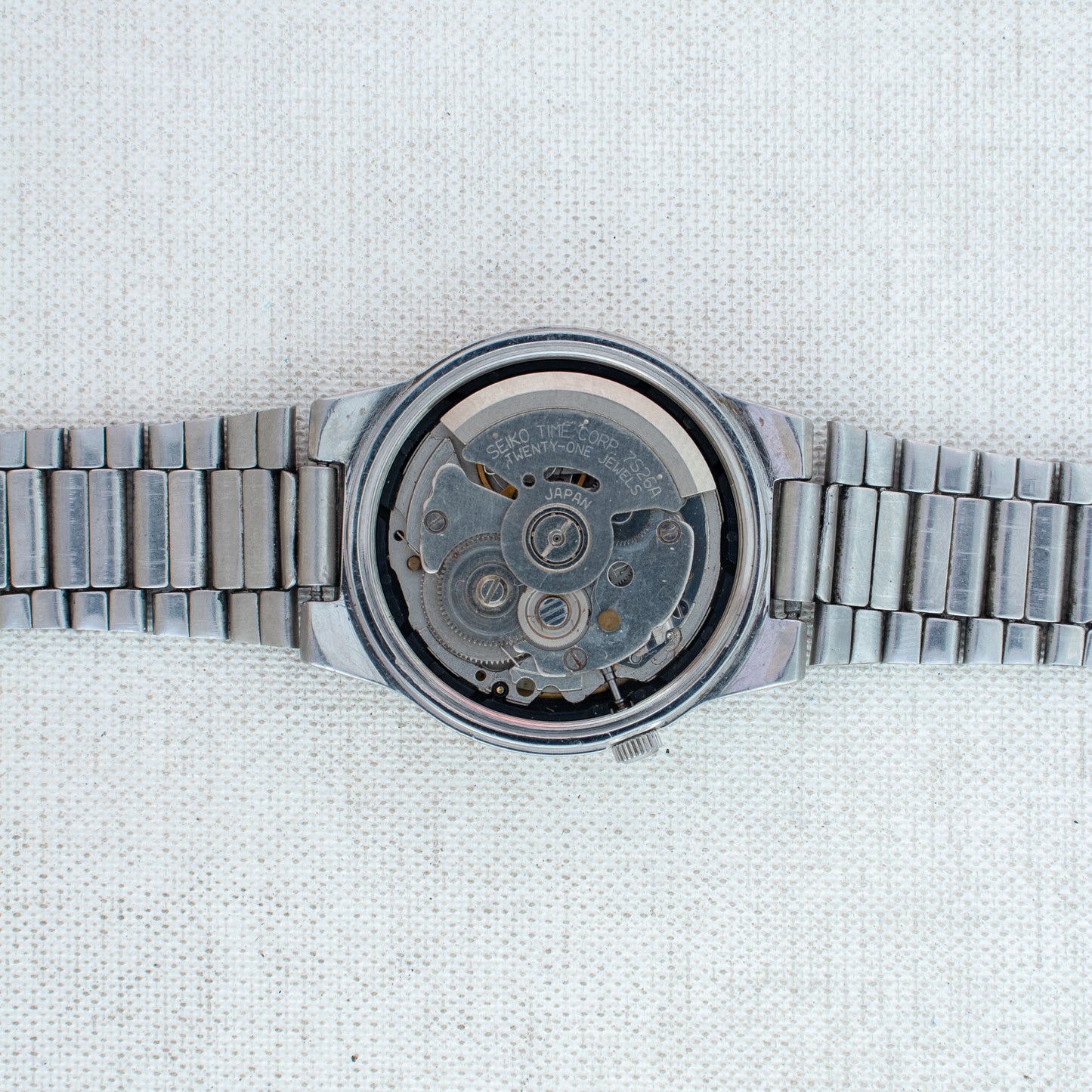 Seiko 5 Automatic Watch | Gold Dial 7S26-02P0 Exhibition Back Arabic English Day