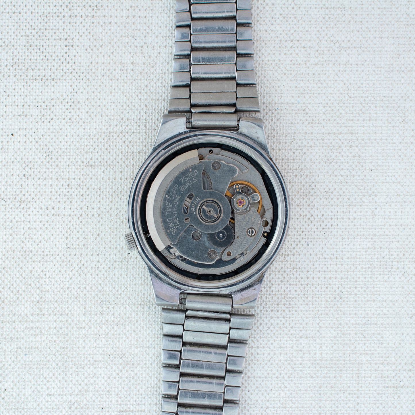 Seiko 5 Automatic Watch | Gold Dial 7S26-02P0 Exhibition Back Arabic English Day