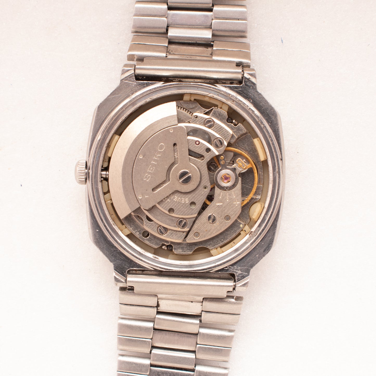 Vintage Seiko 5 Auto 6309-525J Unique Geometric Design Black Dial 1980 Men Watch