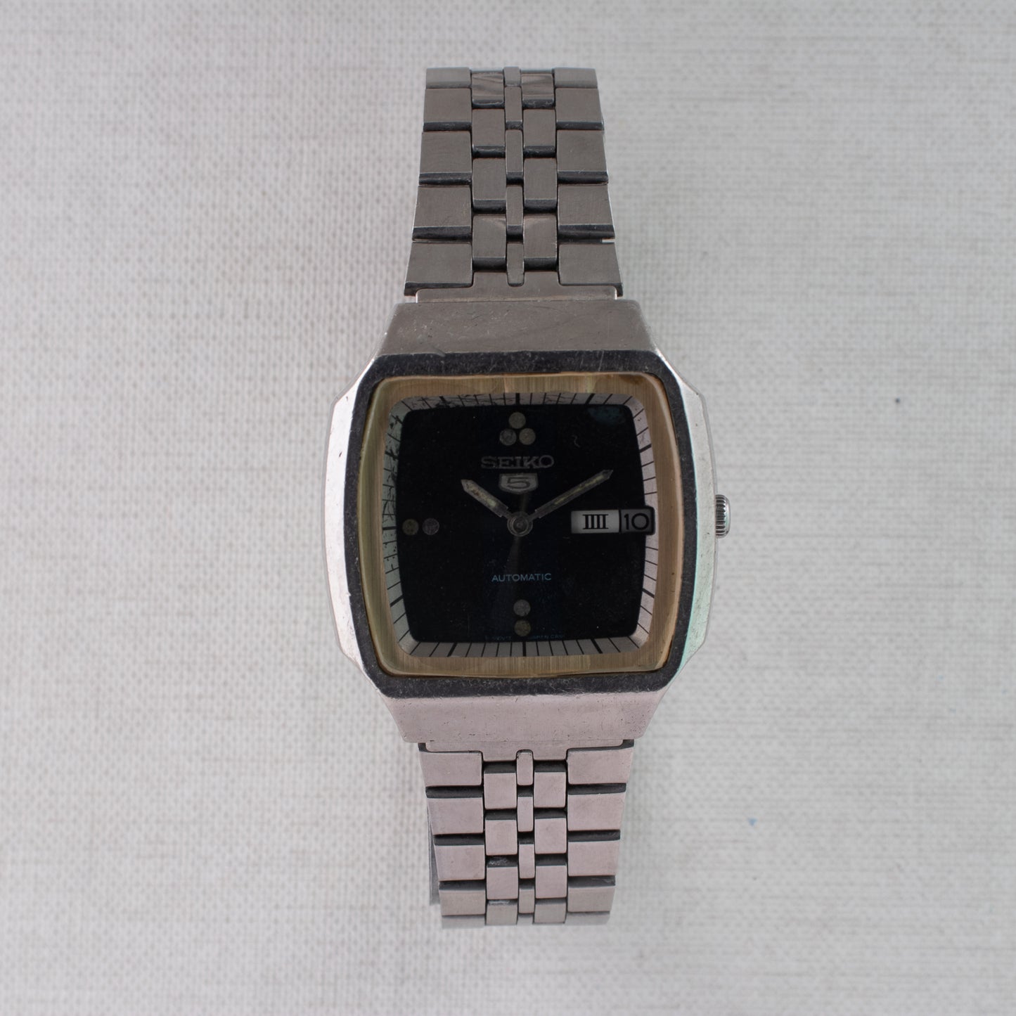 Vintage Seiko 5 Auto 6309-549A Rare Textured Dark Blue Dial Bilingual Day 1981 Watch