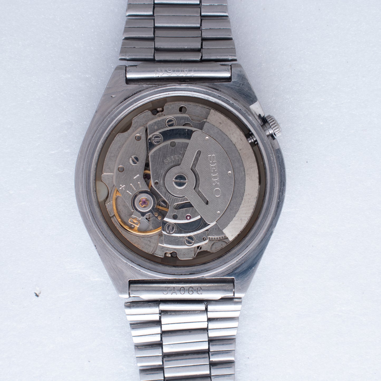 Vintage Seiko 5 Automatic 6309-565A Watch Blue Chapter Ring Italian/English Day