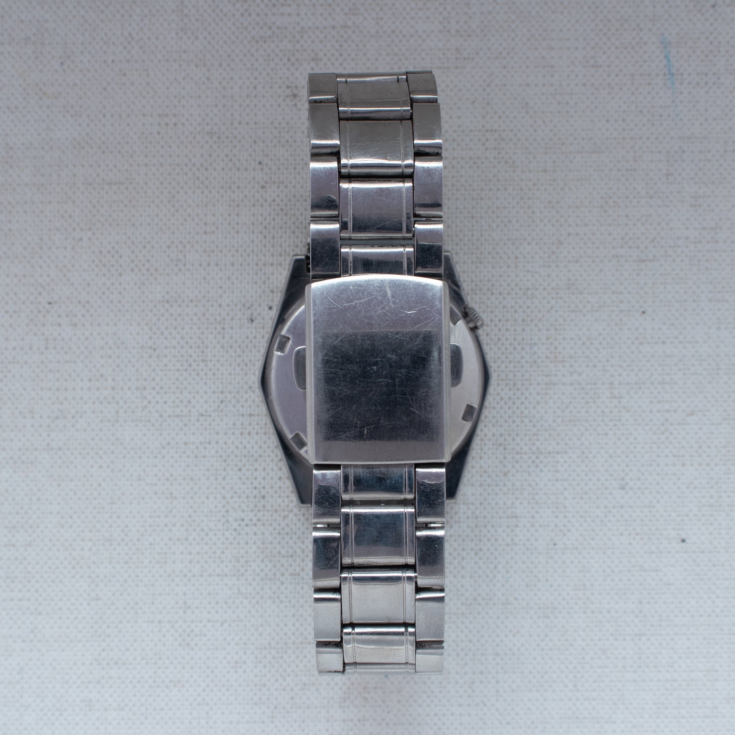 Vintage Seiko 5 Auto 6349-5420 Diagonal Striped Silver Dial Bilingual Day Watch