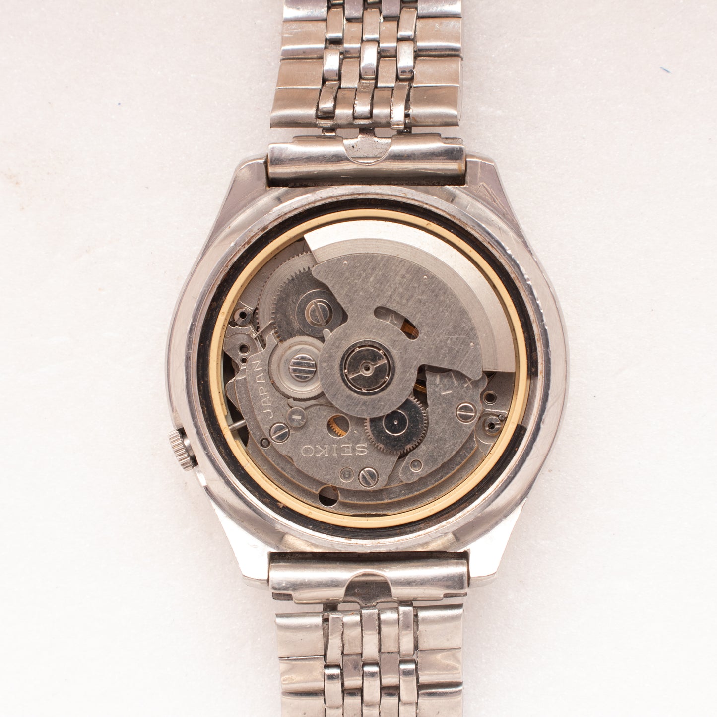 Vintage Seiko 5 Auto 7009-5250 Gold Bezel Black Dial Bilingual Days 1981 Watch