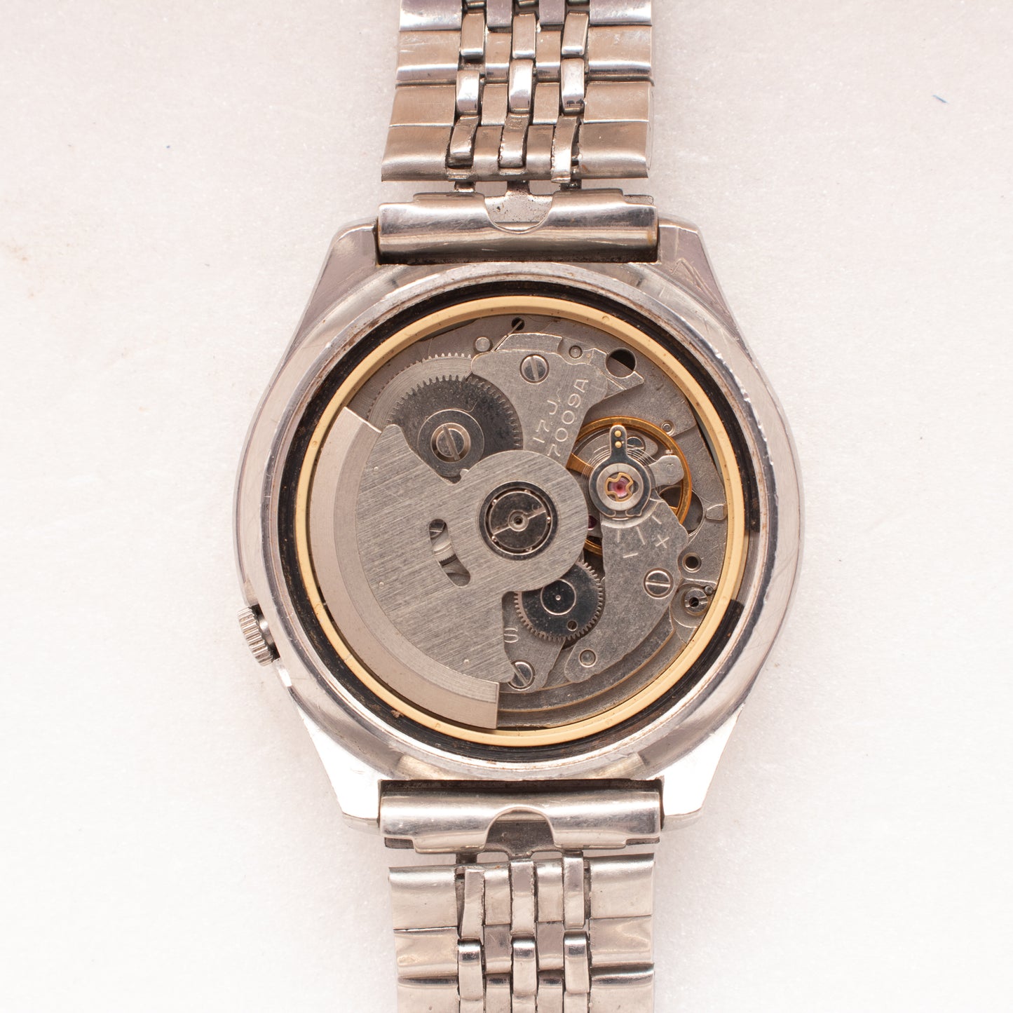 Vintage Seiko 5 Auto 7009-5250 Gold Bezel Black Dial Bilingual Days 1981 Watch