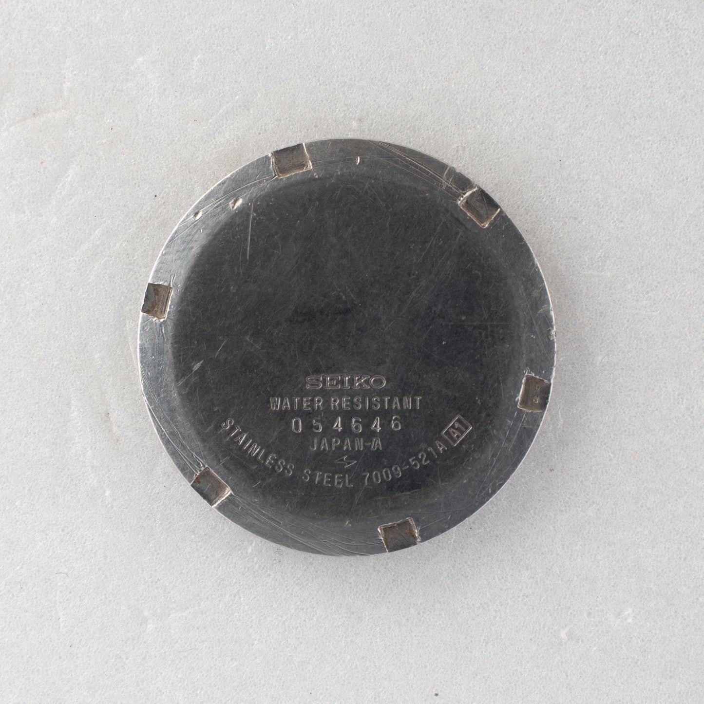 Vintage Seiko 5 Auto Cushion Case 7009-521A Watch Black Diamond-Set Dial 1980