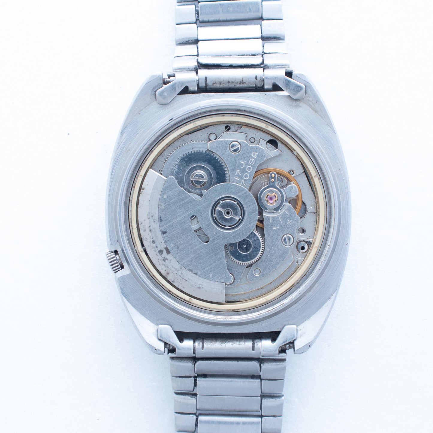 Vintage Seiko 5 Automatic Men's Watch 7009-8580 Black Dial Silver Accents Rare
