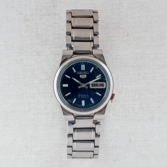Vintage Seiko 5 Auto Unsex Watch Deep Blue Dial 4227-00C0 21J Arabic/English Day