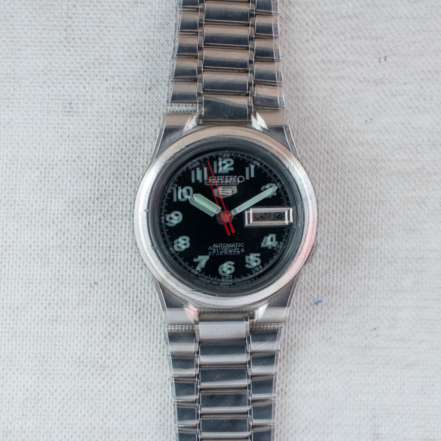 Vintage Seiko 5 Auto UnsexWatch Field Style Dial 4227-00C0 Arabic English Day
