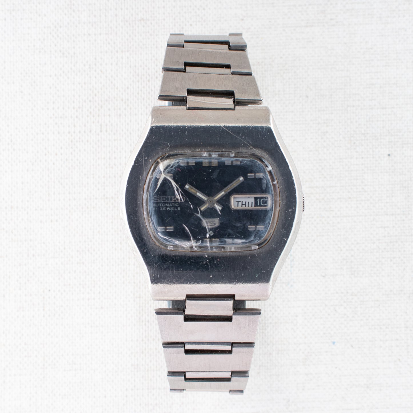 Vintage Seiko 5 Auto Watch 6119-5401 TV Case Dark Blue Dial 1975, Fully Functional