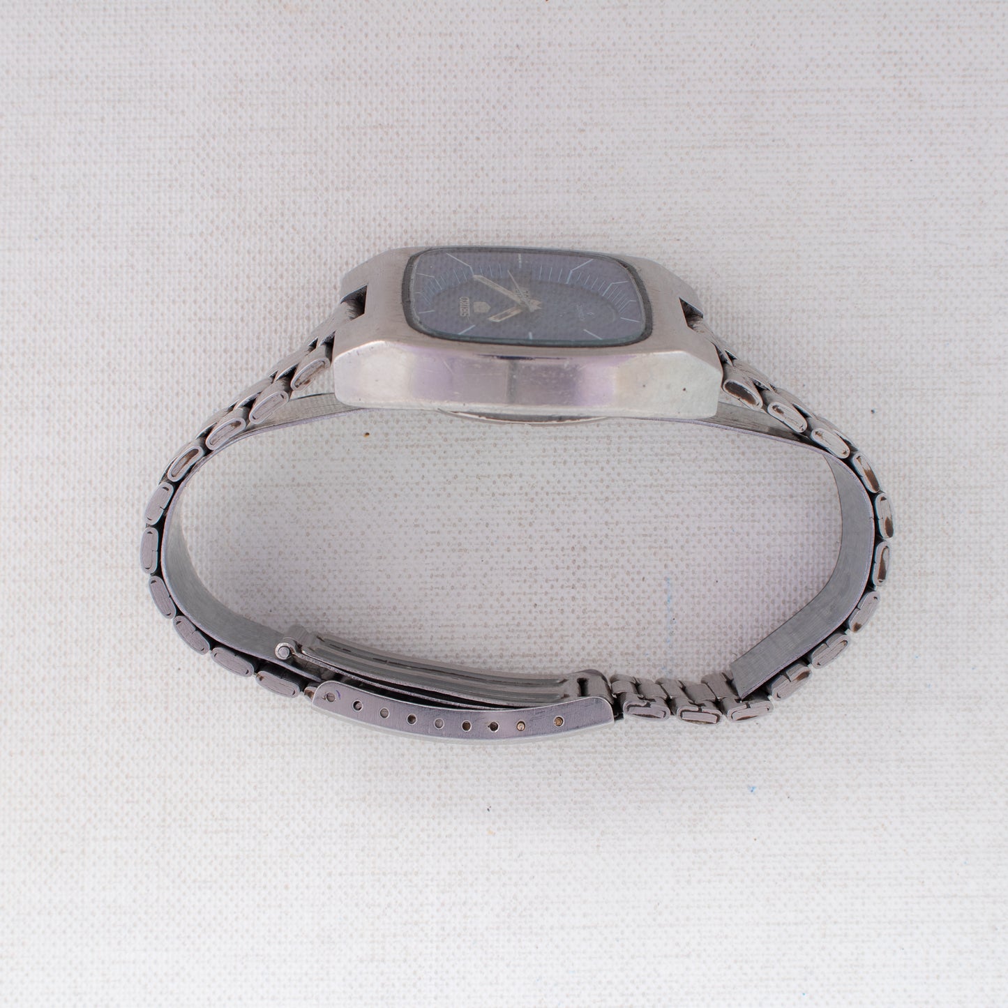 Vintage Seiko 5 Auto Watch 6309-5100 Blue Textured Dial TV Case, Bilingual Days