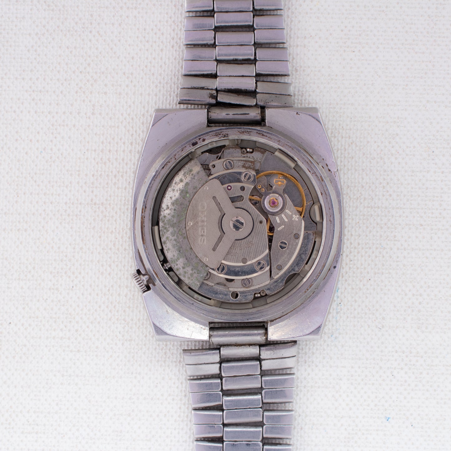 Vintage Seiko 5 Auto Watch 6309-5100 Blue Textured Dial TV Case, Bilingual Days