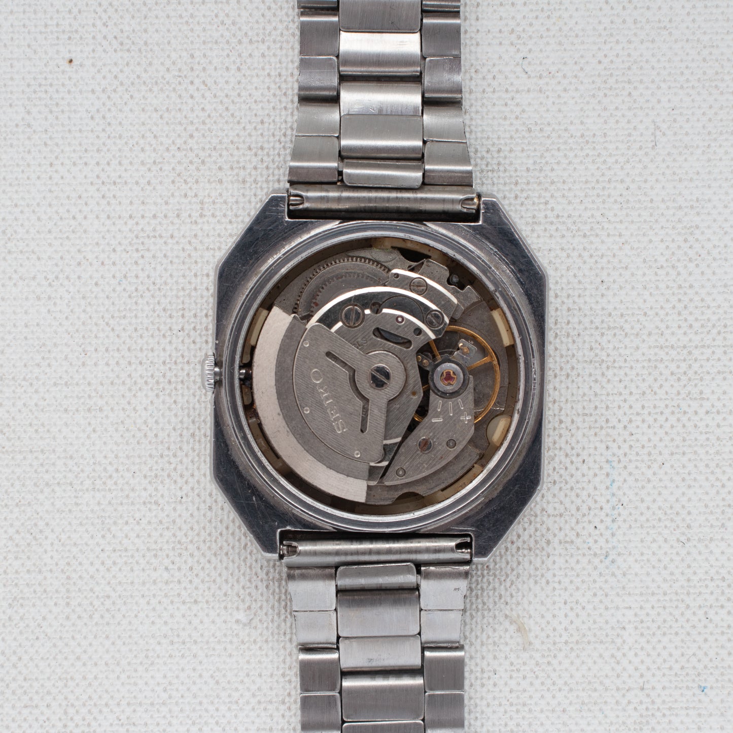 Vintage Seiko 5 Auto Watch 6309-545A Blue Dial Gold Bezel Arabic English Days