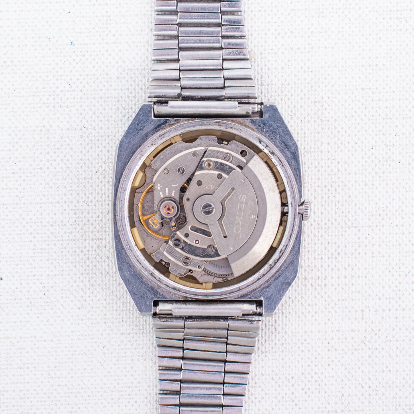 Vintage Seiko 5 Auto Watch 6309-566A Texture Dark Blue Dial TV Case, Bilingual Days