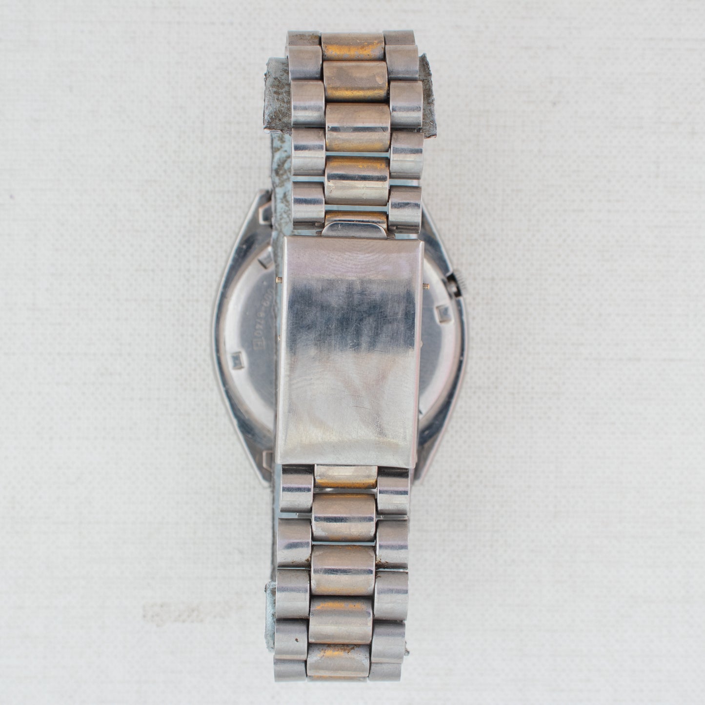 Vintage Seiko 5 Auto Watch 7009-8740 Silver Striped Dial Gold Accents Day/Date