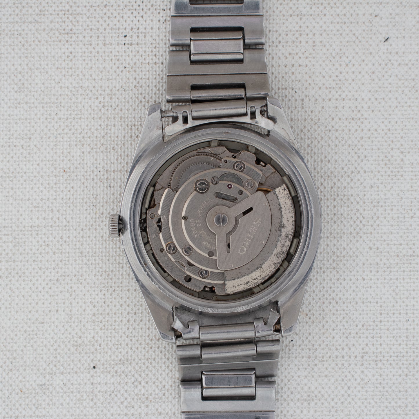 Vintage Seiko 5 Auto Watch Black "Stardust" Patina Dial 6309-8880 English/Arabic