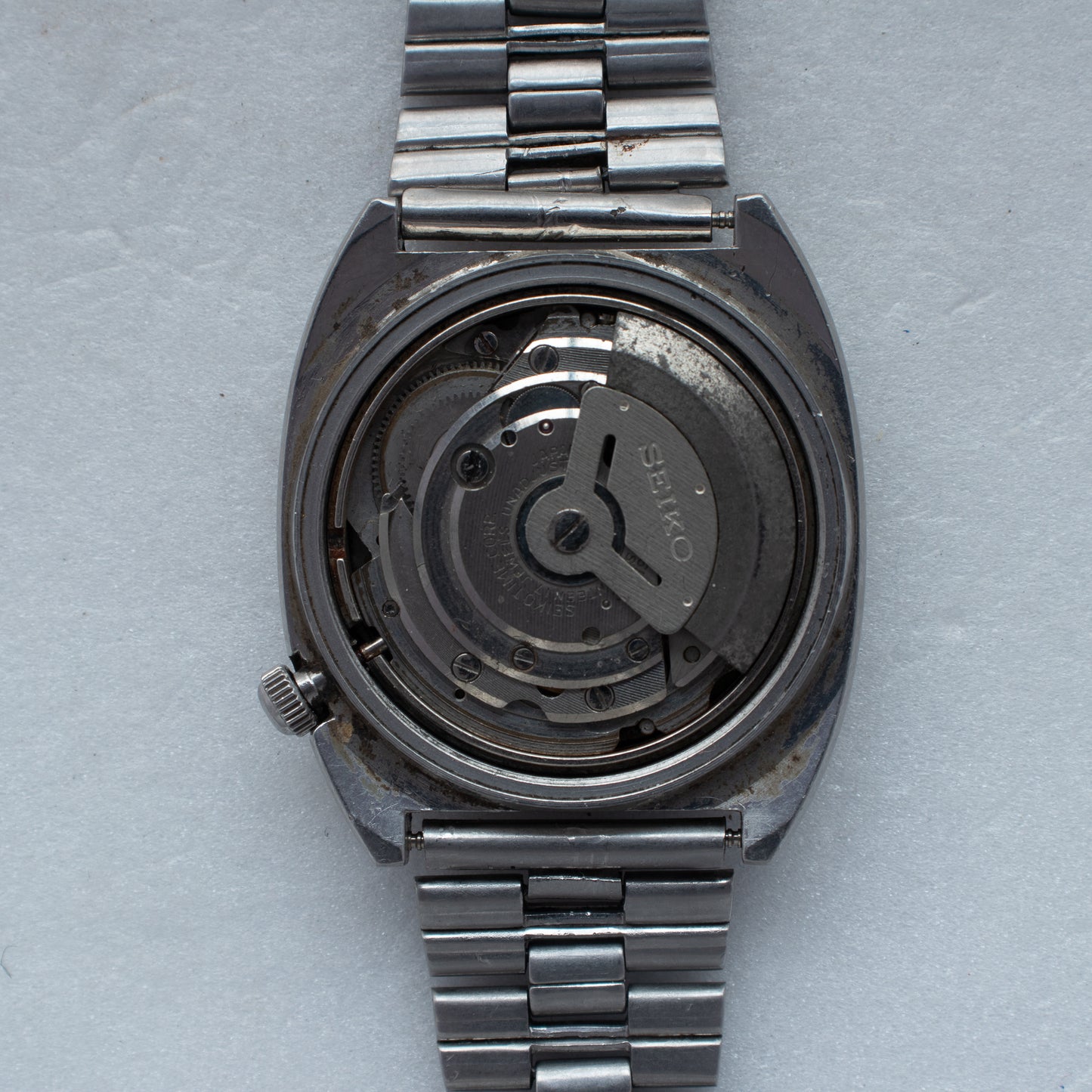 Vintage Seiko 5 Automatic 6309-5120 Black Dial TV Case Watch Italian/English Day
