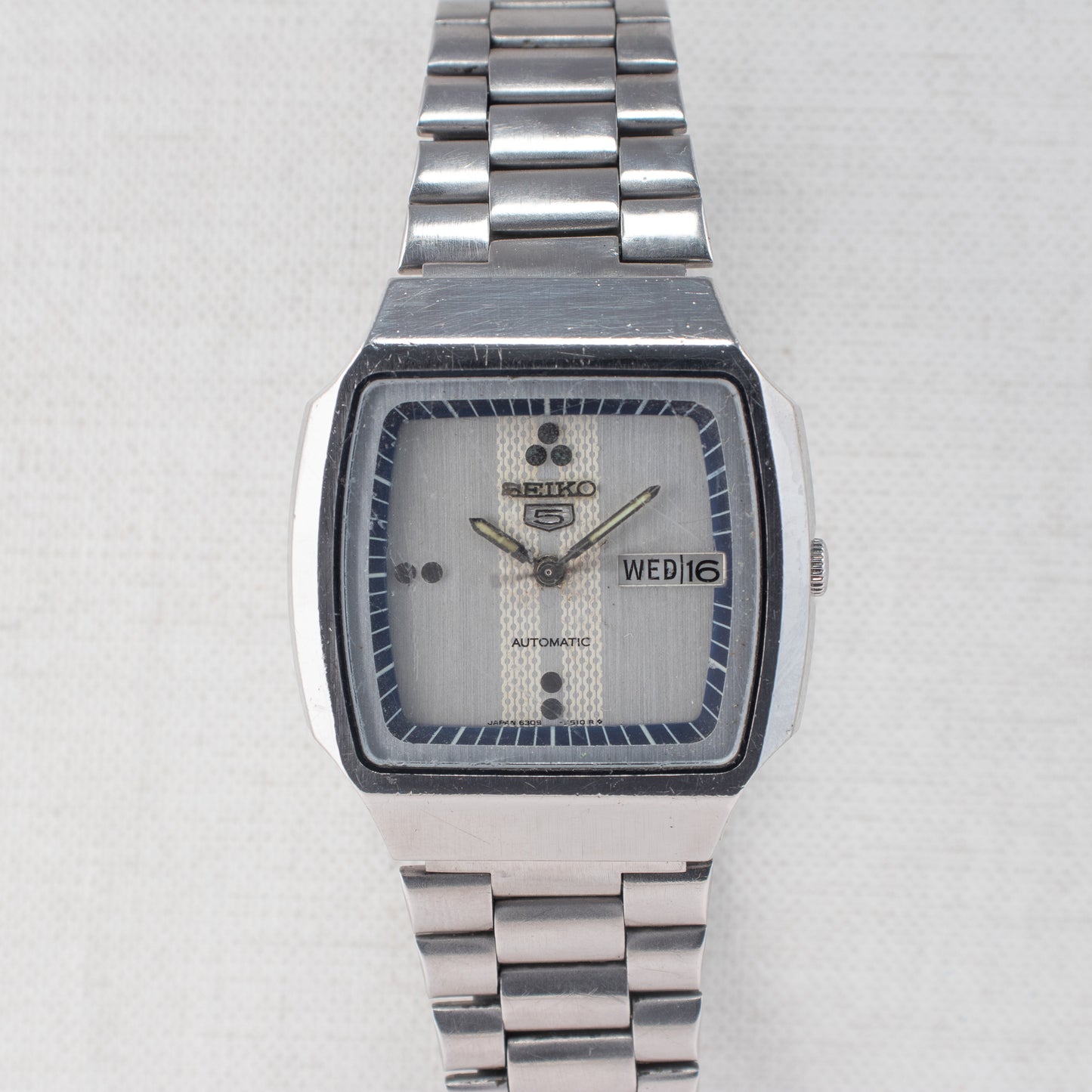 Vintage Seiko 5 Automatic 6309-5490 Unique Textured Dial Silver Dial 1981 Watch