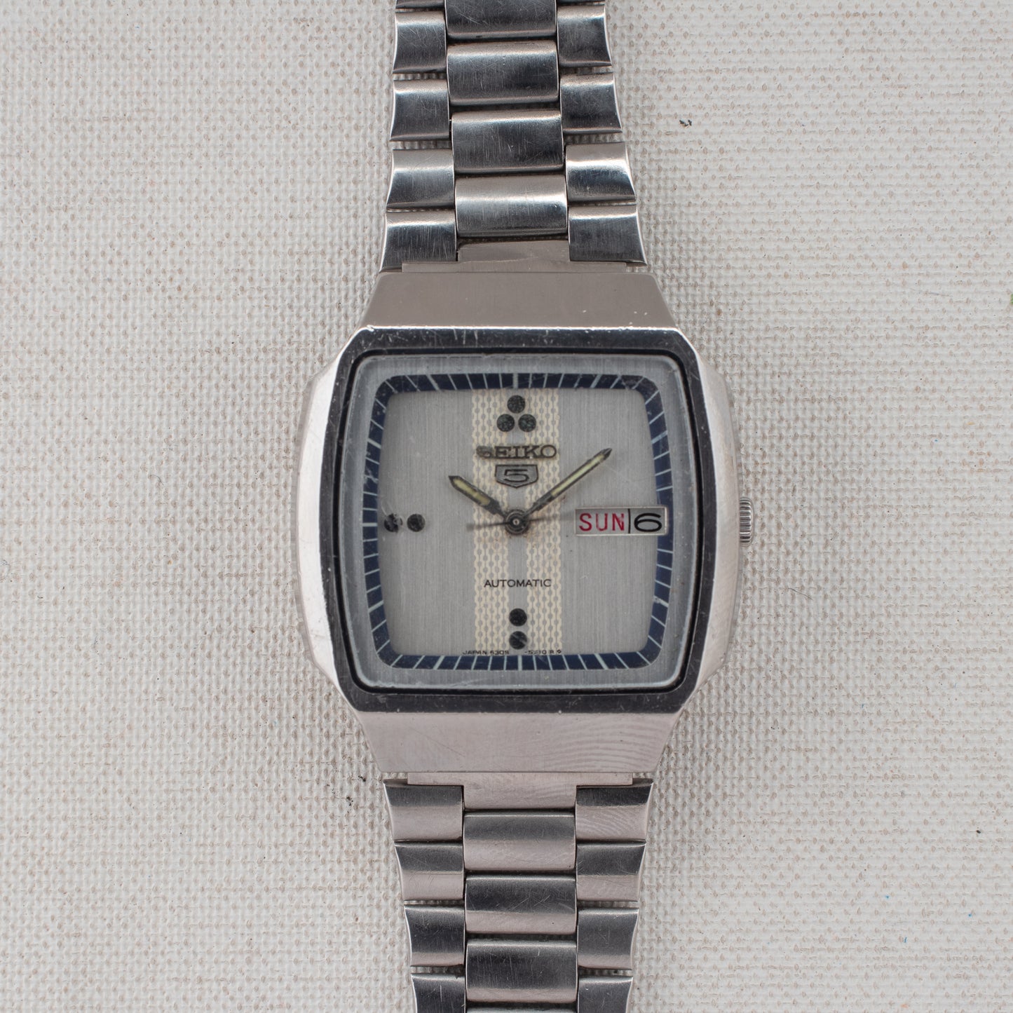 Vintage Seiko 5 Automatic 6309-5490 Unique Textured Dial Silver Dial 1981 Watch