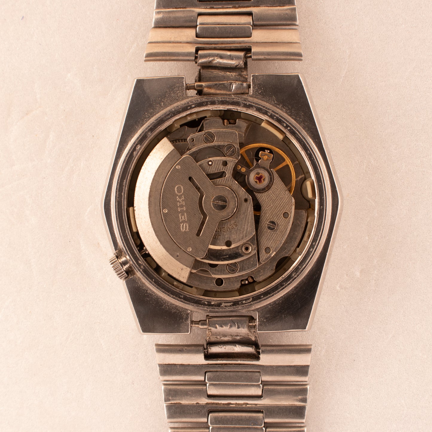 Vintage Seiko 5 Automatic 6309-6070 Black Dial Stone Indices Watch Bilingual Day